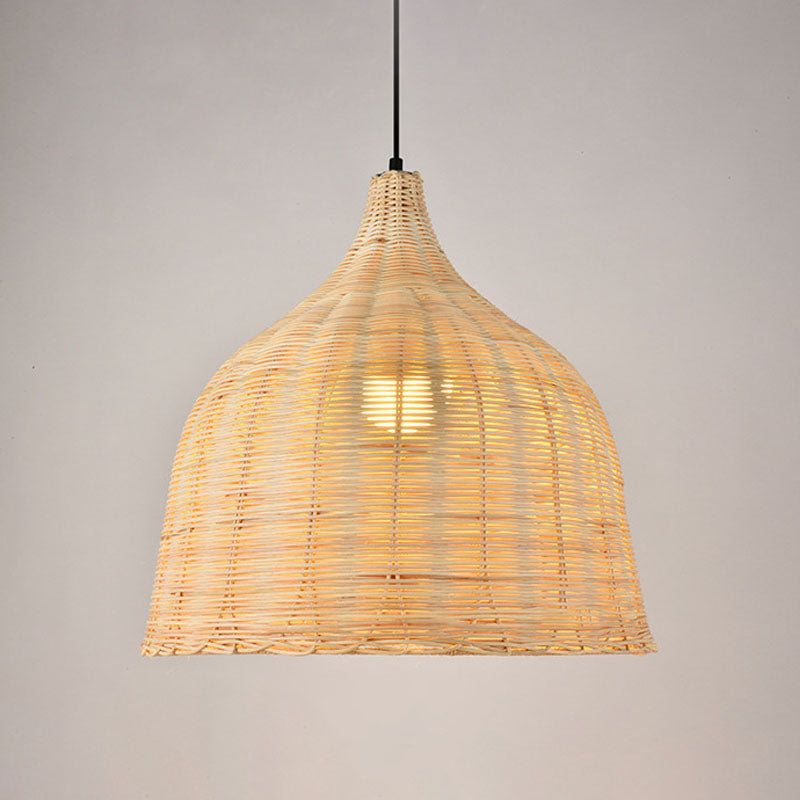 Trumpet Tearoom Ceiling Hang Light Bamboo 1 Head Asian Style Suspension Pendant Lamp Clearhalo 'Ceiling Lights' 'Pendant Lights' 'Pendants' Lighting' 2044384