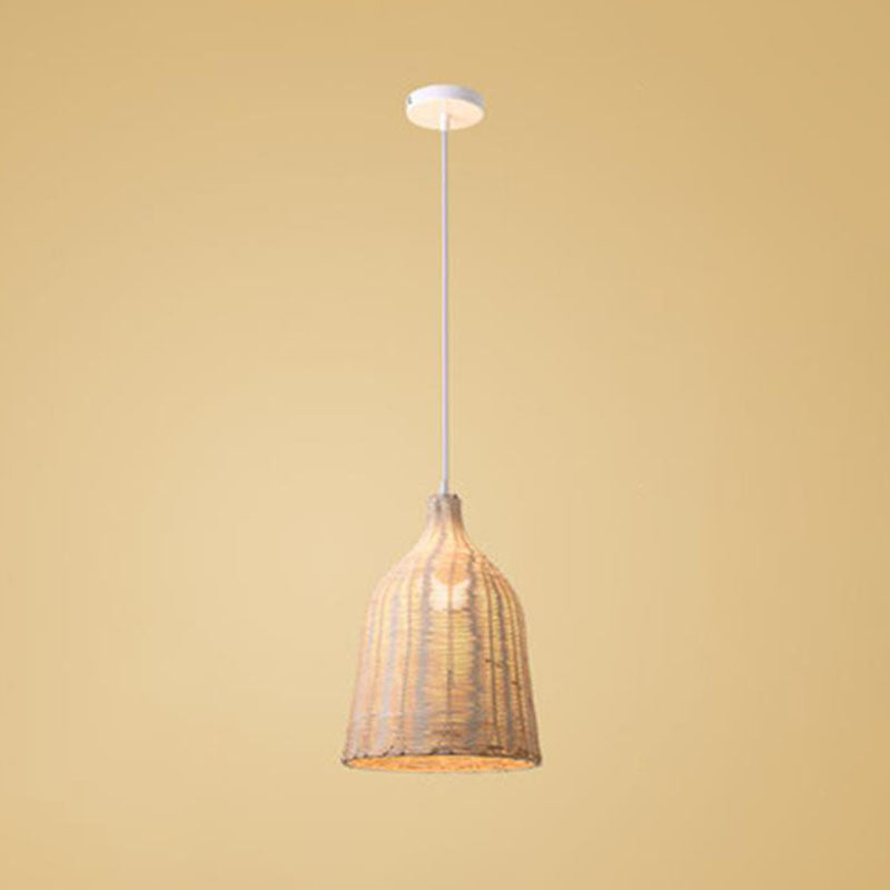 Trumpet Tearoom Ceiling Hang Light Bamboo 1 Head Asian Style Suspension Pendant Lamp Clearhalo 'Ceiling Lights' 'Pendant Lights' 'Pendants' Lighting' 2044385