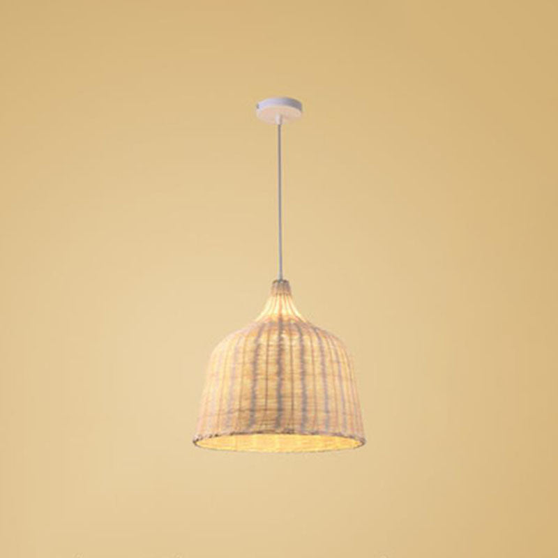 Trumpet Tearoom Ceiling Hang Light Bamboo 1 Head Asian Style Suspension Pendant Lamp Clearhalo 'Ceiling Lights' 'Pendant Lights' 'Pendants' Lighting' 2044386