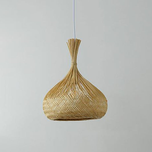 Wood Hand-Braided Pendant Lamp Chinese Style 1 Head Bamboo Ceiling Hanging Lantern Clearhalo 'Ceiling Lights' 'Pendant Lights' 'Pendants' Lighting' 2044429