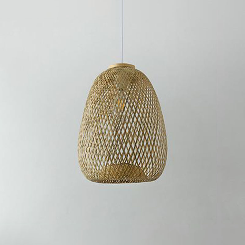 Wood Hand-Braided Pendant Lamp Chinese Style 1 Head Bamboo Ceiling Hanging Lantern Wood C Clearhalo 'Ceiling Lights' 'Pendant Lights' 'Pendants' Lighting' 2044430_d981a93f-48b6-4f8c-8591-0496f6a36205