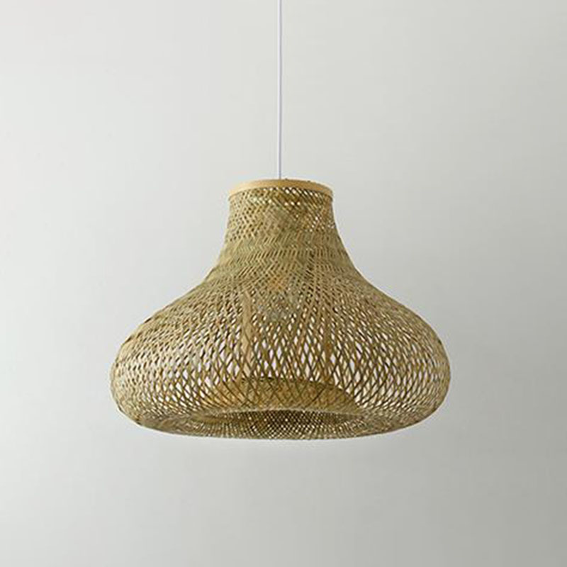 Wood Hand-Braided Pendant Lamp Chinese Style 1 Head Bamboo Ceiling Hanging Lantern Wood A Clearhalo 'Ceiling Lights' 'Pendant Lights' 'Pendants' Lighting' 2044432_51f5ad17-79ca-4683-8889-0f10548db1b0