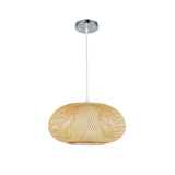 Criss Cross Weaving Hanging Lamp Chinese Bamboo 1 Bulb Tearoom Pendant Light Kit in Wood Clearhalo 'Ceiling Lights' 'Pendant Lights' 'Pendants' Lighting' 2044436