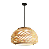 Wood Bowl Shaped Pendant Asian 1 Light Bamboo Woven Ceiling Hang Light for Dining Room Clearhalo 'Ceiling Lights' 'Pendant Lights' 'Pendants' Lighting' 2044469