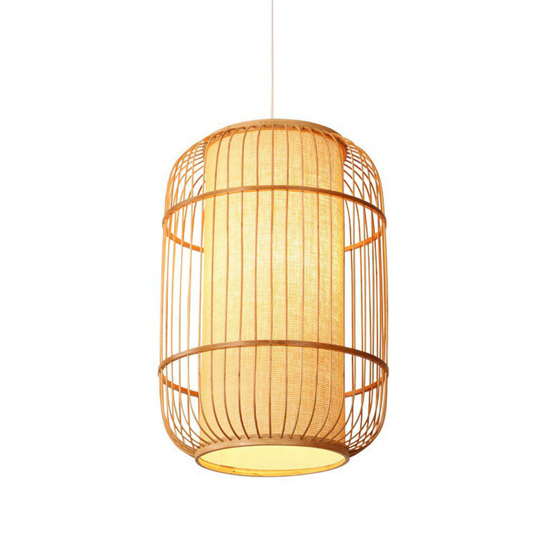 Oval Hanging Ceiling Lantern Chinese Bamboo Single Wood Pendant Lamp with Shade Inside Clearhalo 'Ceiling Lights' 'Pendant Lights' 'Pendants' Lighting' 2044494