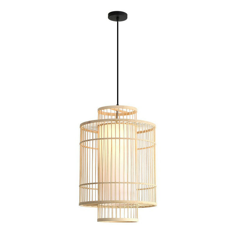 Chinese Palace Lantern Pendant Lamp Bamboo 1 Head Study Room Ceiling Light Fixture Clearhalo 'Ceiling Lights' 'Pendant Lights' 'Pendants' Lighting' 2044498