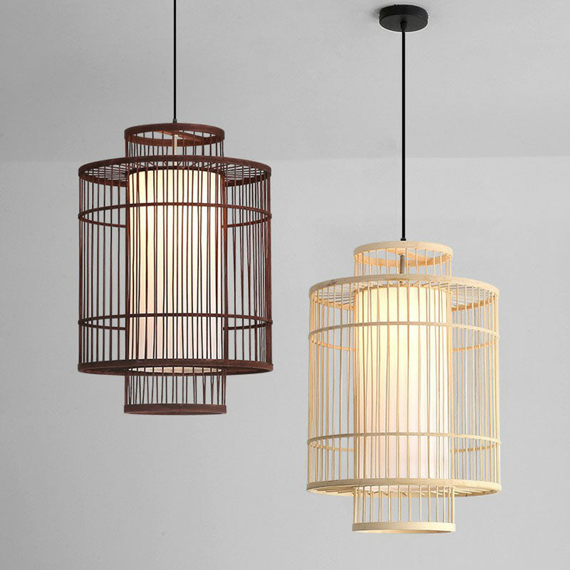 Chinese Palace Lantern Pendant Lamp Bamboo 1 Head Study Room Ceiling Light Fixture Clearhalo 'Ceiling Lights' 'Pendant Lights' 'Pendants' Lighting' 2044503