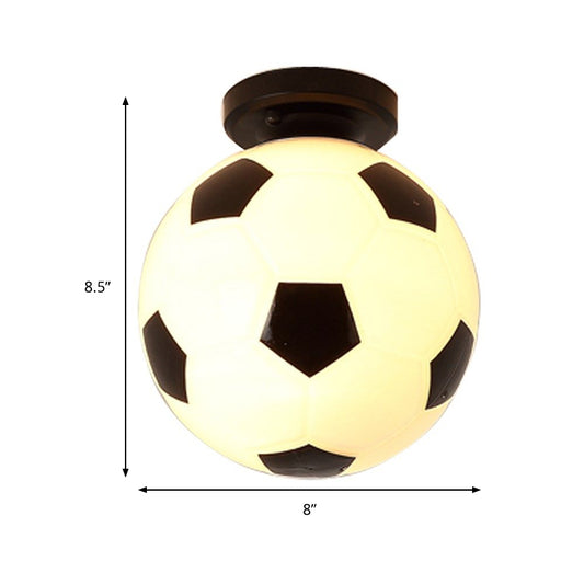 Sports Style Soccer Ceiling Mount Light 1 Head Glass Flush Light in Black&White for Corridor Clearhalo 'Ceiling Lights' 'Close To Ceiling Lights' 'Close to ceiling' 'Flush mount' Lighting' 204450