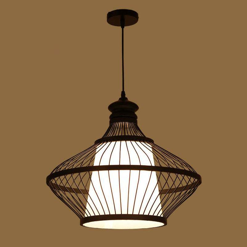 Black Pear Shaped Pendulum Light Asia 1-Light Bamboo Pendant Ceiling Light over Table Clearhalo 'Ceiling Lights' 'Pendant Lights' 'Pendants' Lighting' 2044512