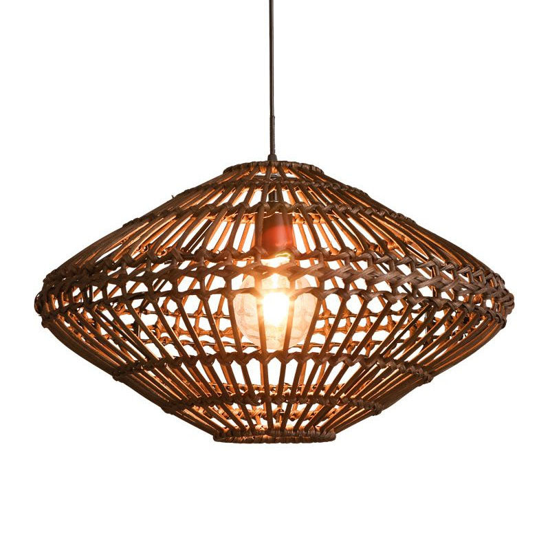 UFO Rattan Pendant Lighting Fixture Novelty Asia 1-Light Coffee Suspension Light Clearhalo 'Ceiling Lights' 'Pendant Lights' 'Pendants' Lighting' 2044573