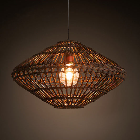 UFO Rattan Pendant Lighting Fixture Novelty Asia 1-Light Coffee Suspension Light Clearhalo 'Ceiling Lights' 'Pendant Lights' 'Pendants' Lighting' 2044574