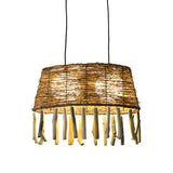 Rattan Oval Ceiling Hang Light Countryside 1 Head Wood Drop Pendant for Restaurant Clearhalo 'Ceiling Lights' 'Pendant Lights' 'Pendants' Lighting' 2044583