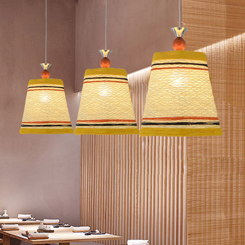 Chinese Bell Shaped Pendant Lamp Rattan Fiber Single Restaurant Hanging Light Fixture Clearhalo 'Ceiling Lights' 'Pendant Lights' 'Pendants' Lighting' 2044632