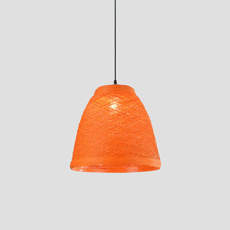 Weaving Bell Hanging Lamp Asian Style Rattan 1 Bulb Snack Bar Suspension Pendant Light Orange Large Clearhalo 'Ceiling Lights' 'Pendant Lights' 'Pendants' Lighting' 2044642_d6393d39-f261-4820-8aa5-f4bbaacb5043