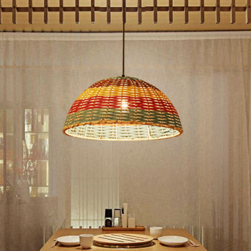 Hand-Woven Rattan Ceiling Suspension Lamp Asian 1 Head Multi-Colored Pendant Light Fixture Clearhalo 'Ceiling Lights' 'Pendant Lights' 'Pendants' Lighting' 2044649