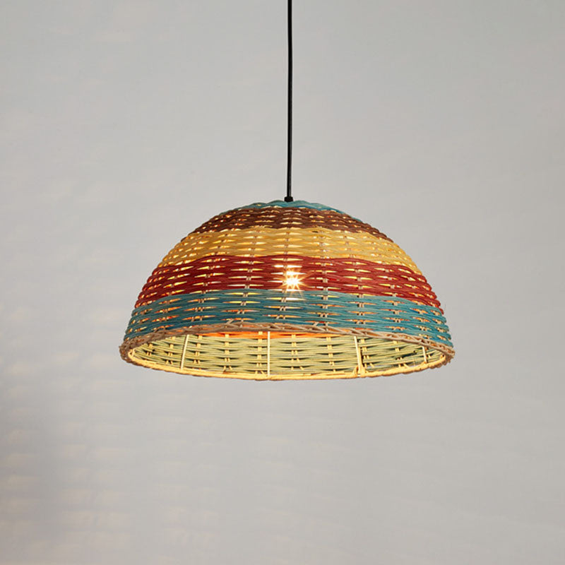 Hand-Woven Rattan Ceiling Suspension Lamp Asian 1 Head Multi-Colored Pendant Light Fixture Clearhalo 'Ceiling Lights' 'Pendant Lights' 'Pendants' Lighting' 2044650