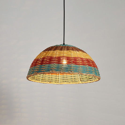 Hand-Woven Rattan Ceiling Suspension Lamp Asian 1 Head Multi-Colored Pendant Light Fixture Clearhalo 'Ceiling Lights' 'Pendant Lights' 'Pendants' Lighting' 2044650