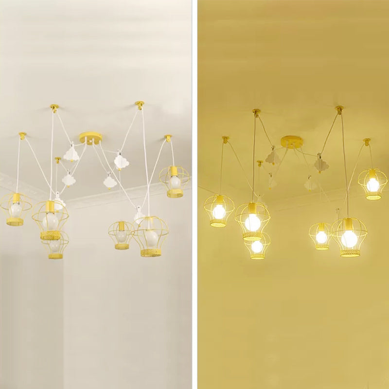 Modern Stylish Spider Hanging Light Iron Multi-Head Suspension Light for Living Room 6 Yellow Clearhalo 'Ceiling Lights' 'Pendant Lights' 'Pendants' Lighting' 204509_1a99ef90-fd56-4143-a4d3-be46d13504c6