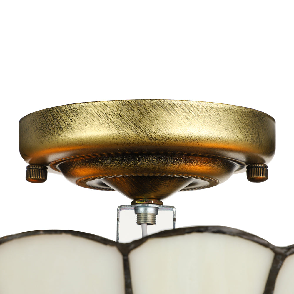 Living Room Ceiling Lights Rustic Style 10"/12" Inch Dome Flush Mount Light Fixture with Jewel Decoration in White/Beige/Blue/Clear Clearhalo 'Ceiling Lights' 'Close To Ceiling Lights' 'Close to ceiling' 'Glass shade' 'Glass' 'Semi-flushmount' 'Tiffany close to ceiling' 'Tiffany' Lighting' 20454