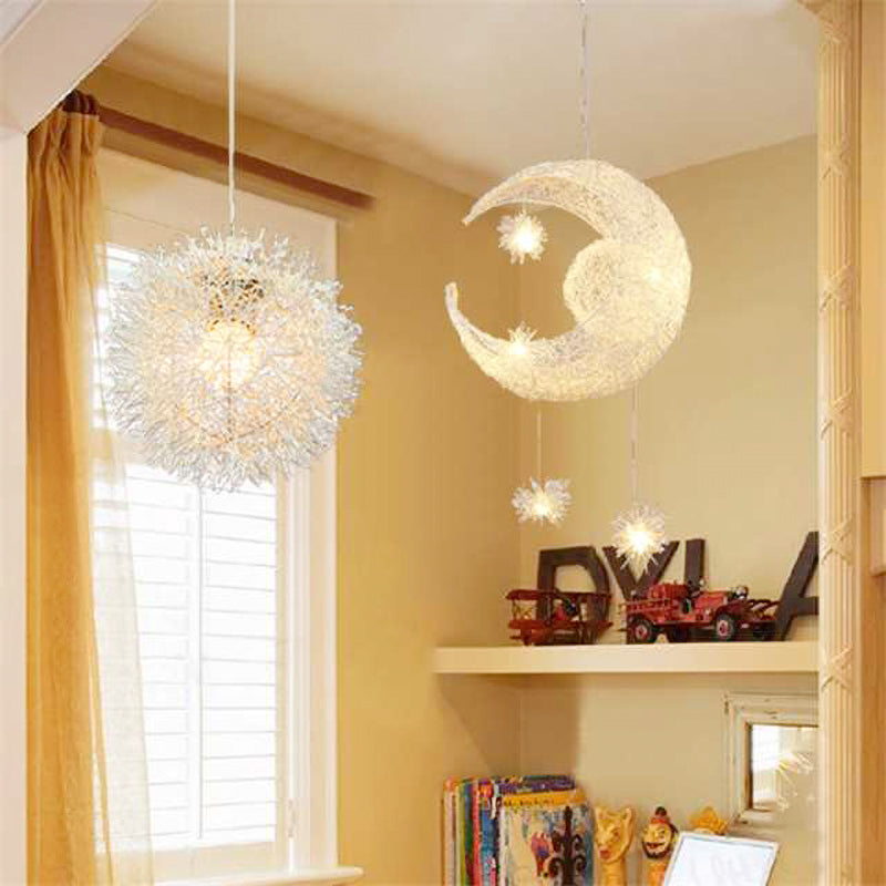 Aluminum Planet Hanging Lamp Modern Romantic Pendant Light in Silver for Kid Bedroom Clearhalo 'Ceiling Lights' 'Pendant Lights' 'Pendants' Lighting' 204547