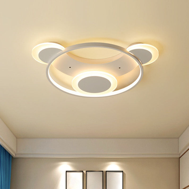 Bear Shaped Bedroom LED Flush Mount Metal Modern Flushmount Ceiling Light in White White Clearhalo 'Ceiling Lights' 'Close To Ceiling Lights' 'Close to ceiling' 'Flush mount' Lighting' 2046365