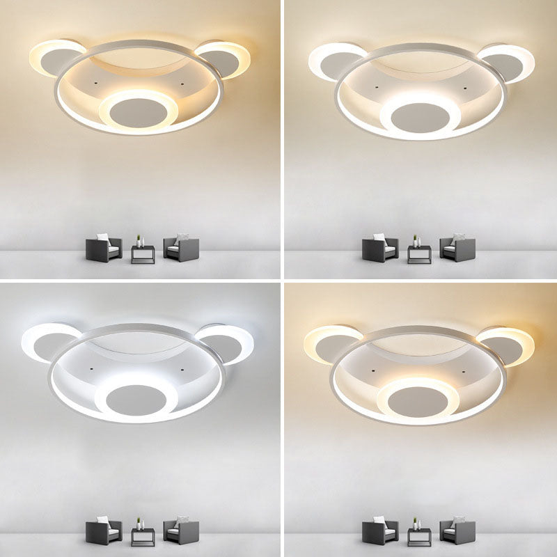 Bear Shaped Bedroom LED Flush Mount Metal Modern Flushmount Ceiling Light in White Clearhalo 'Ceiling Lights' 'Close To Ceiling Lights' 'Close to ceiling' 'Flush mount' Lighting' 2046369