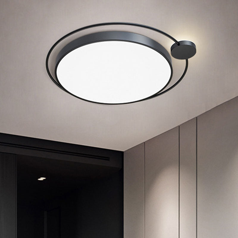 Ring LED Flush Mount Light Contemporary Metal Bedroom Ceiling Light Flush Mount in Black Black Clearhalo 'Ceiling Lights' 'Close To Ceiling Lights' 'Close to ceiling' 'Flush mount' Lighting' 2046378