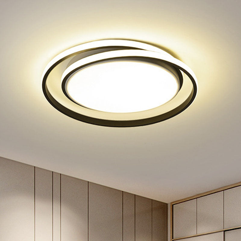 Circle Shaped Bedroom Flush Light Acrylic Minimalist LED Flush Ceiling Light Fixture Black Clearhalo 'Ceiling Lights' 'Close To Ceiling Lights' 'Close to ceiling' 'Flush mount' Lighting' 2046389