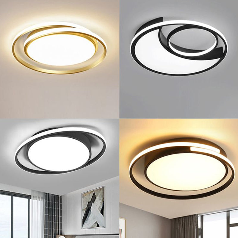 Artistic Elliptical LED Flush Mount Light Metal Living Room Ceiling Light Flush Mount in Black Clearhalo 'Ceiling Lights' 'Close To Ceiling Lights' 'Close to ceiling' 'Flush mount' Lighting' 2046391