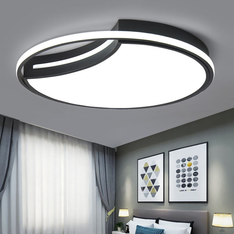 Metal Splicing Circle LED Flush Mount Modern Black Flushmount Ceiling Light for Bedroom Black White Clearhalo 'Ceiling Lights' 'Close To Ceiling Lights' 'Close to ceiling' 'Flush mount' Lighting' 2046401