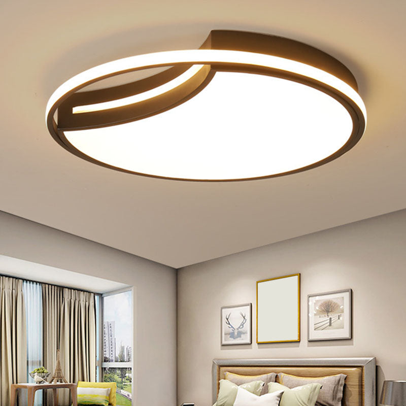 Metal Splicing Circle LED Flush Mount Modern Black Flushmount Ceiling Light for Bedroom Black Warm Clearhalo 'Ceiling Lights' 'Close To Ceiling Lights' 'Close to ceiling' 'Flush mount' Lighting' 2046404