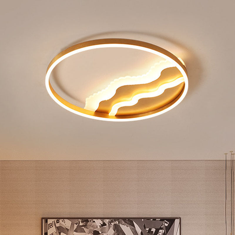 Splicing Circle Flush Mount Lighting Minimalist Metal Gold LED Flush Mount Fixture for Bedroom Gold Large Clearhalo 'Ceiling Lights' 'Close To Ceiling Lights' 'Close to ceiling' 'Flush mount' Lighting' 2046417