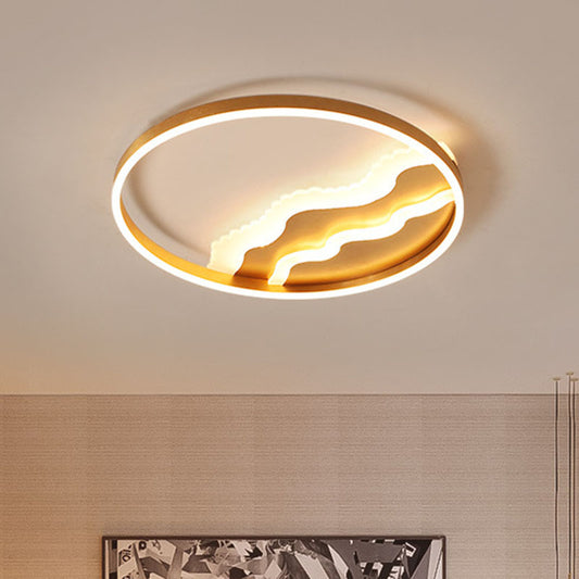 Splicing Circle Flush Mount Lighting Minimalist Metal Gold LED Flush Mount Fixture for Bedroom Gold Large Clearhalo 'Ceiling Lights' 'Close To Ceiling Lights' 'Close to ceiling' 'Flush mount' Lighting' 2046417