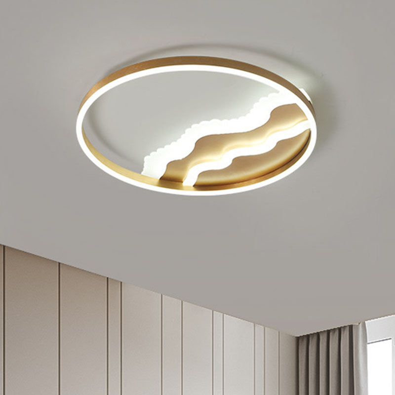 Splicing Circle Flush Mount Lighting Minimalist Metal Gold LED Flush Mount Fixture for Bedroom Clearhalo 'Ceiling Lights' 'Close To Ceiling Lights' 'Close to ceiling' 'Flush mount' Lighting' 2046418