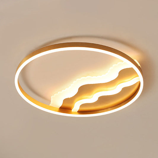 Splicing Circle Flush Mount Lighting Minimalist Metal Gold LED Flush Mount Fixture for Bedroom Clearhalo 'Ceiling Lights' 'Close To Ceiling Lights' 'Close to ceiling' 'Flush mount' Lighting' 2046420