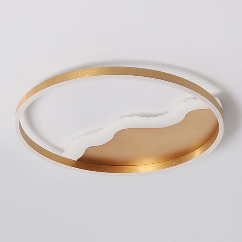 Splicing Circle Flush Mount Lighting Minimalist Metal Gold LED Flush Mount Fixture for Bedroom Clearhalo 'Ceiling Lights' 'Close To Ceiling Lights' 'Close to ceiling' 'Flush mount' Lighting' 2046422