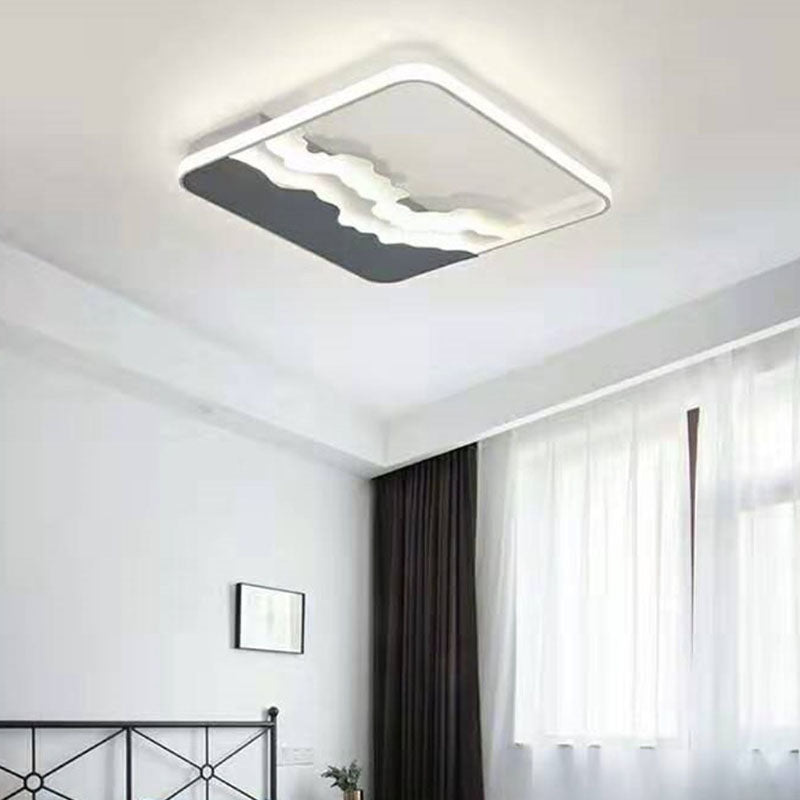 Contemporary Mountain LED Flush Mount Light Acrylic Living Room Ceiling Light Flush Mount Grey Square Clearhalo 'Ceiling Lights' 'Close To Ceiling Lights' 'Close to ceiling' 'Flush mount' Lighting' 2046430