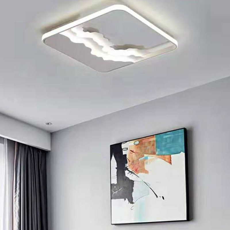 Contemporary Mountain LED Flush Mount Light Acrylic Living Room Ceiling Light Flush Mount White Square Clearhalo 'Ceiling Lights' 'Close To Ceiling Lights' 'Close to ceiling' 'Flush mount' Lighting' 2046431