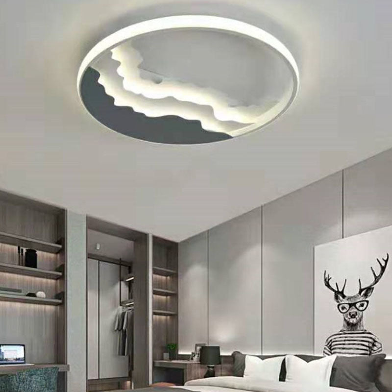 Contemporary Mountain LED Flush Mount Light Acrylic Living Room Ceiling Light Flush Mount Grey Round Clearhalo 'Ceiling Lights' 'Close To Ceiling Lights' 'Close to ceiling' 'Flush mount' Lighting' 2046434