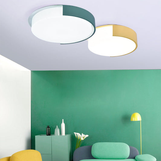 Nordic Style Round Flush Mount Light Acrylic Candy Colored LED Ceiling Lamp for Office Clearhalo 'Ceiling Lights' 'Close To Ceiling Lights' 'Close to ceiling' 'Flush mount' Lighting' 204655