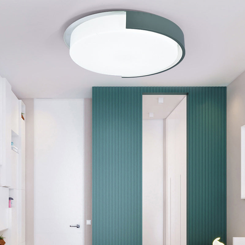 Nordic Style Round Flush Mount Light Acrylic Candy Colored LED Ceiling Lamp for Office Green Clearhalo 'Ceiling Lights' 'Close To Ceiling Lights' 'Close to ceiling' 'Flush mount' Lighting' 204656