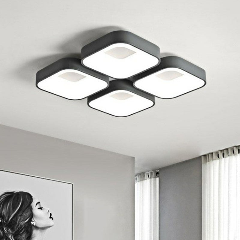Quadrilateral Shape LED Flush Mount Light Simple Metal Bedroom Splicing Ceiling Light Flush Mount in Grey Grey Square Clearhalo 'Ceiling Lights' 'Close To Ceiling Lights' 'Close to ceiling' 'Flush mount' Lighting' 2046571