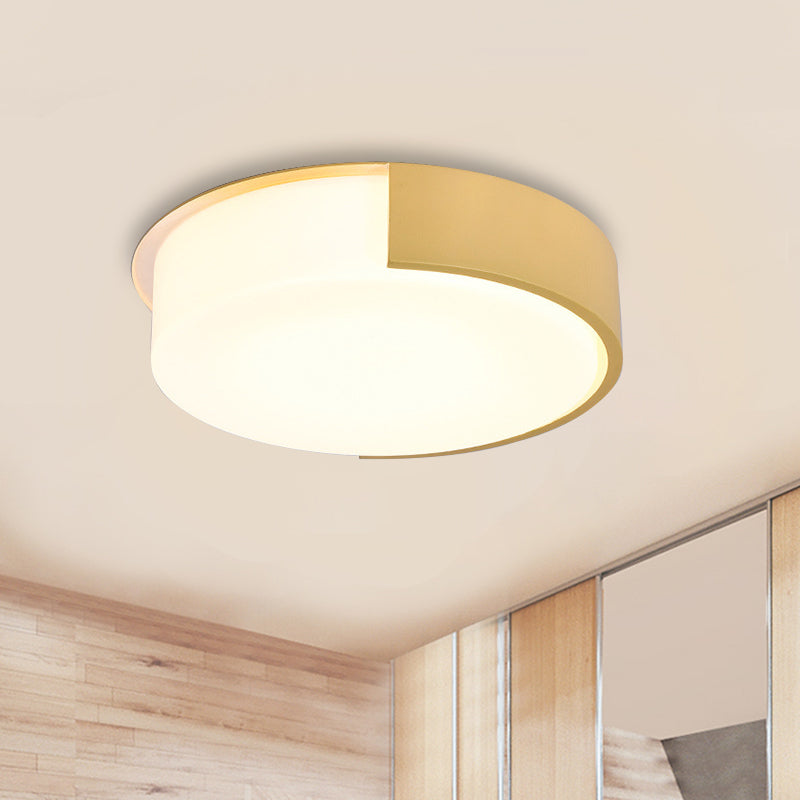 Nordic Style Round Flush Mount Light Acrylic Candy Colored LED Ceiling Lamp for Office Yellow Warm Clearhalo 'Ceiling Lights' 'Close To Ceiling Lights' 'Close to ceiling' 'Flush mount' Lighting' 204662