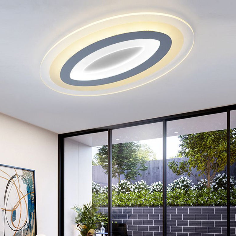 White Oval LED Flush Mount Fixture Minimalist Acrylic LED Flush Mount Lighting for Living Room White Warm Clearhalo 'Ceiling Lights' 'Close To Ceiling Lights' 'Close to ceiling' 'Flush mount' Lighting' 2046630