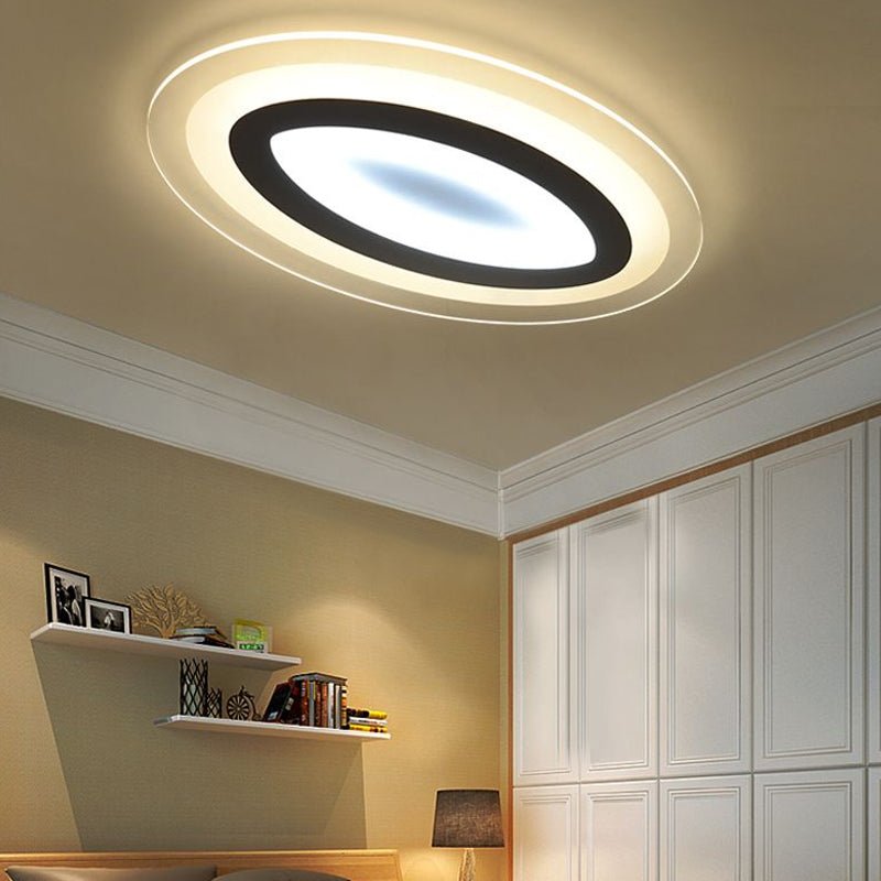 White Oval LED Flush Mount Fixture Minimalist Acrylic LED Flush Mount Lighting for Living Room Clearhalo 'Ceiling Lights' 'Close To Ceiling Lights' 'Close to ceiling' 'Flush mount' Lighting' 2046631