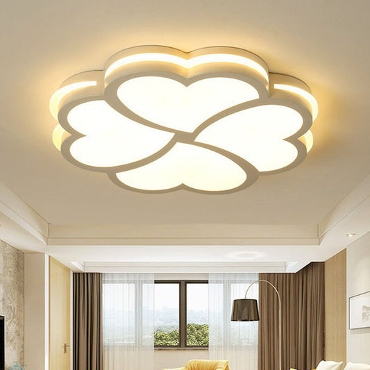 Clover Shaped Bedroom LED Flush Mount Acrylic Modern Flushmount Ceiling Light in White White Warm Clearhalo 'Ceiling Lights' 'Close To Ceiling Lights' 'Close to ceiling' 'Flush mount' Lighting' 2046645