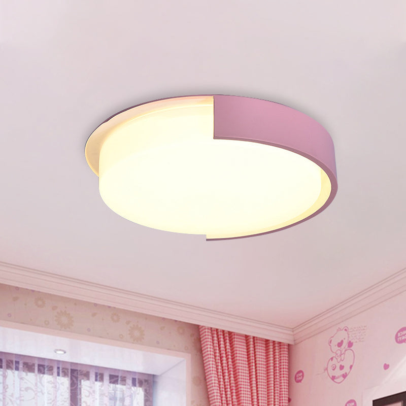 Nordic Style Round Flush Mount Light Acrylic Candy Colored LED Ceiling Lamp for Office Pink Warm Clearhalo 'Ceiling Lights' 'Close To Ceiling Lights' 'Close to ceiling' 'Flush mount' Lighting' 204665