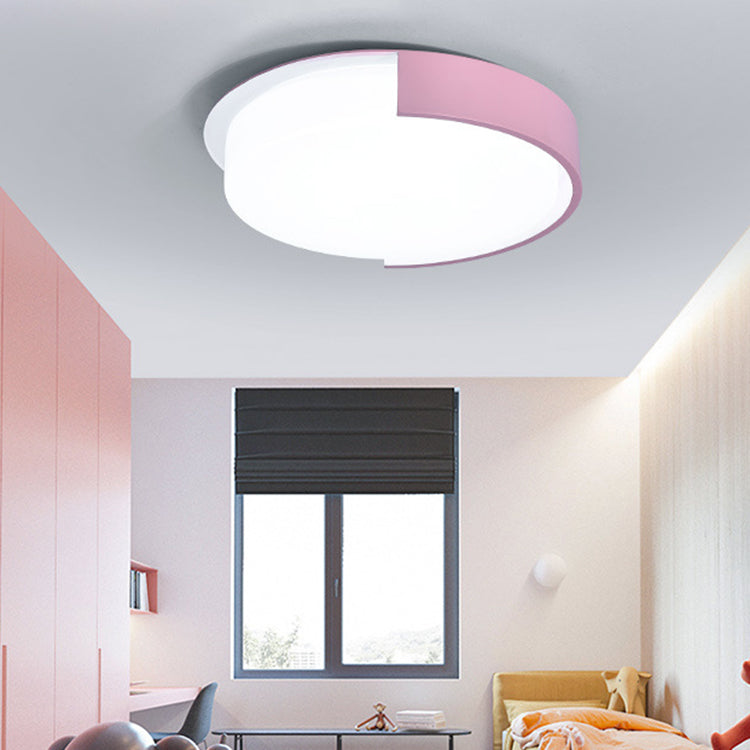 Nordic Style Round Flush Mount Light Acrylic Candy Colored LED Ceiling Lamp for Office Pink White Clearhalo 'Ceiling Lights' 'Close To Ceiling Lights' 'Close to ceiling' 'Flush mount' Lighting' 204666