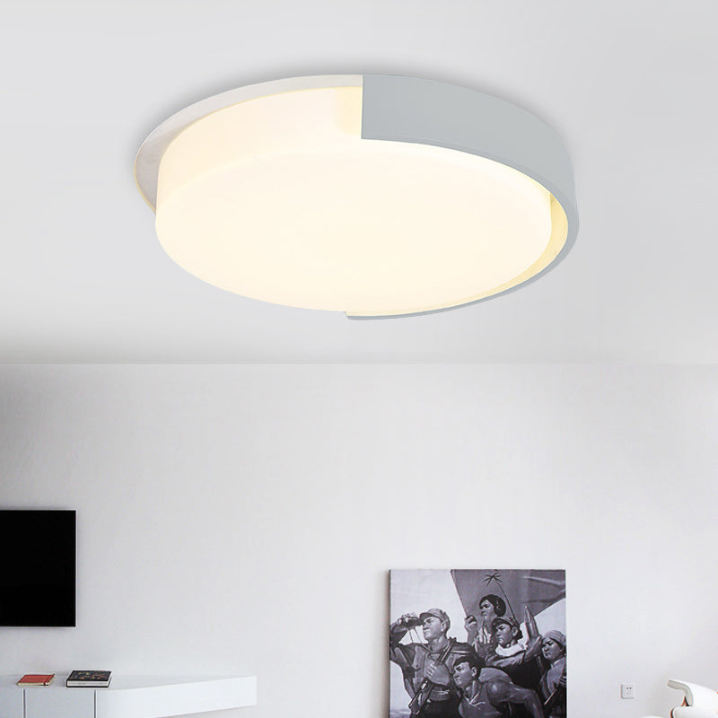 Nordic Style Round Flush Mount Light Acrylic Candy Colored LED Ceiling Lamp for Office Grey Clearhalo 'Ceiling Lights' 'Close To Ceiling Lights' 'Close to ceiling' 'Flush mount' Lighting' 204668