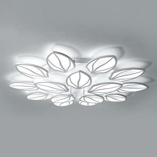 Foliage Acrylic LED Flush Mount Fixture Contemporary White Semi Flush Ceiling Light for Bedroom Clearhalo 'Ceiling Lights' 'Close To Ceiling Lights' 'Close to ceiling' 'Semi-flushmount' Lighting' 2046695